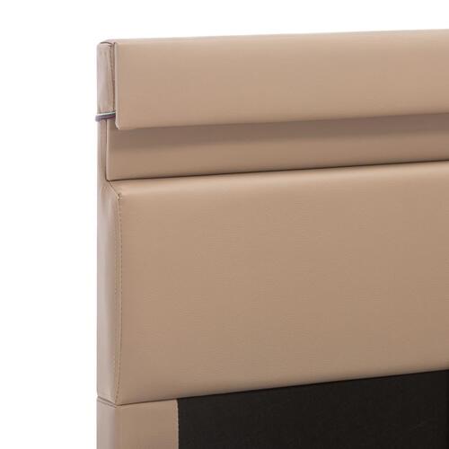 Hydraulisk opbevaringsseng LED 90x200 cm kunstlæder cappuccino
