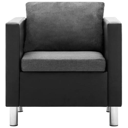 Sofasæt i 3 dele kunstlæder sort og lysegrå