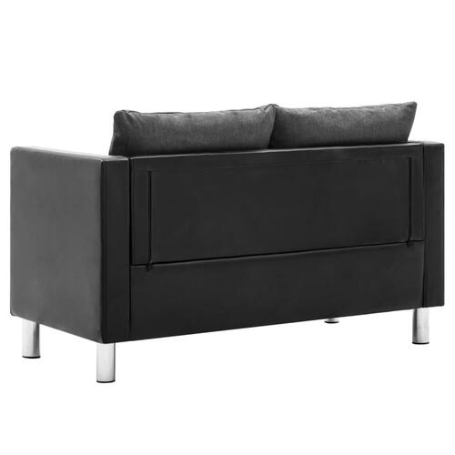 Sofasæt i 3 dele kunstlæder sort og lysegrå