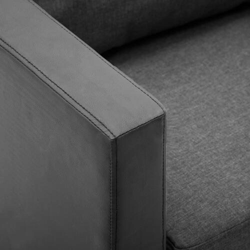 Sofasæt i 3 dele kunstlæder sort og lysegrå