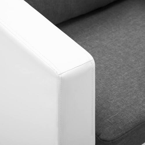 Sofasæt i 2 dele kunstlæder hvid og lysegrå