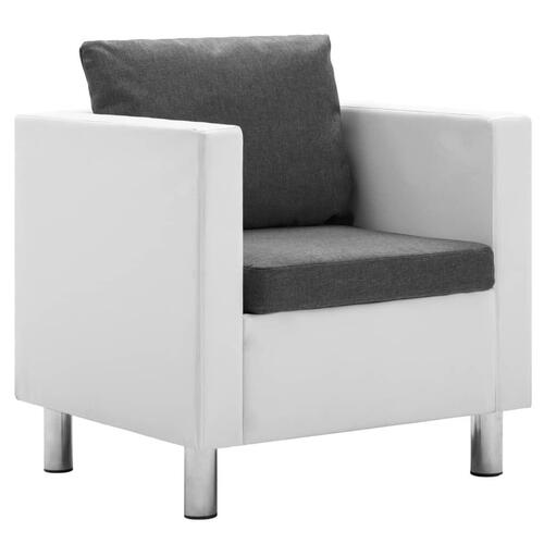 Sofasæt i 2 dele kunstlæder hvid og lysegrå