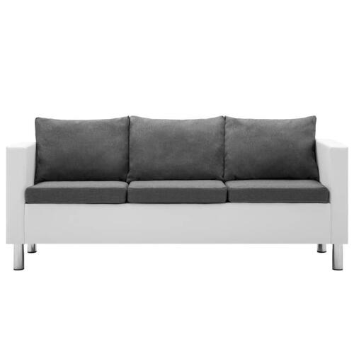Sofasæt i 2 dele kunstlæder hvid og lysegrå