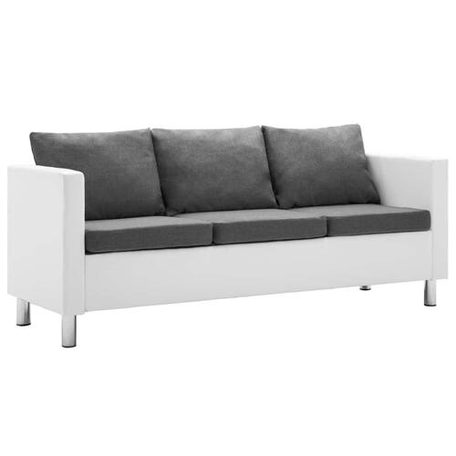 Sofasæt i 2 dele kunstlæder hvid og lysegrå