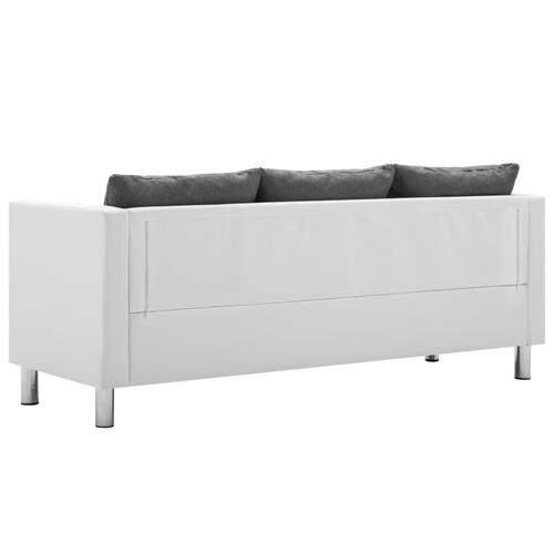 Sofasæt i 2 dele kunstlæder hvid og lysegrå