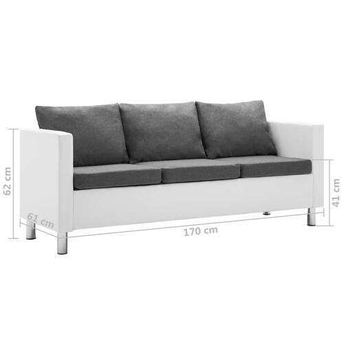 Sofasæt i 2 dele kunstlæder hvid og lysegrå