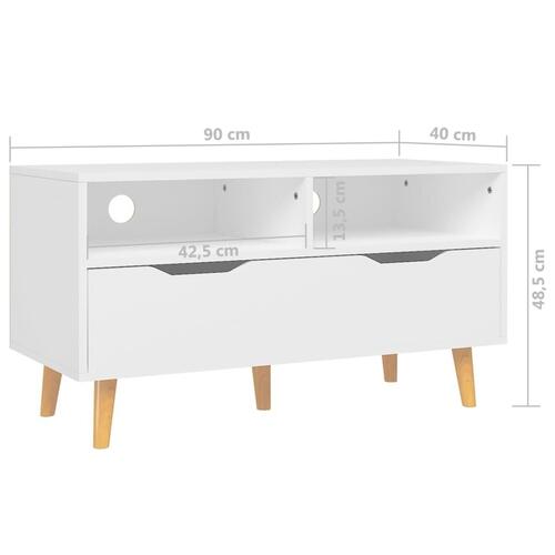 Tv-bord 90x40x48,5 cm konstrueret træ hvid