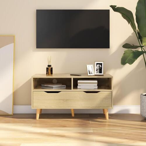 Tv-bord 90x40x48,5 cm konstrueret træ sonoma-eg