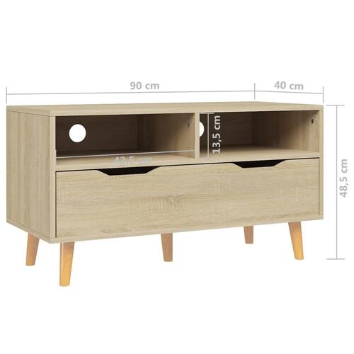 Tv-bord 90x40x48,5 cm konstrueret træ sonoma-eg
