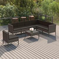 Loungesæt til haven 8 dele med hynder polyrattan grå