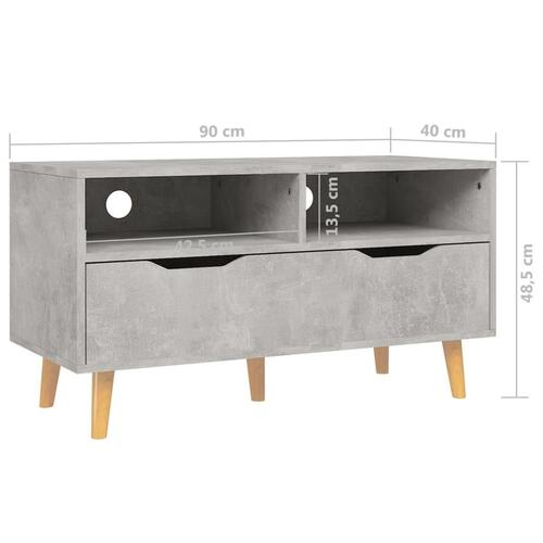 Tv-bord 90x40x48,5 cm konstrueret træ betongrå