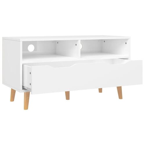 Tv-bord 90x40x48,5 cm konstrueret træ hvid højglans