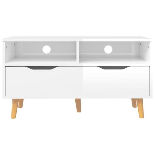 Tv-bord 90x40x48,5 cm konstrueret træ hvid højglans