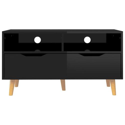 Tv-bord 90x40x48,5 cm konstrueret træ sort højglans