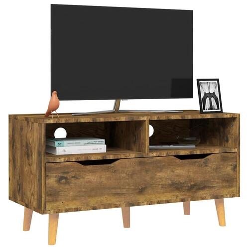 Tv-bord 90x40x48,5 cm konstrueret træ røget egetræsfarve