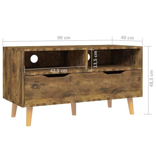 Tv-bord 90x40x48,5 cm konstrueret træ røget egetræsfarve