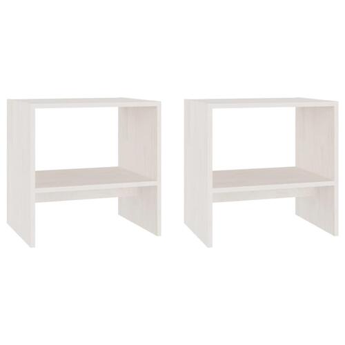 Sengeskabe 2 stk. 40x30,5x40 cm massivt fyrretræ hvid