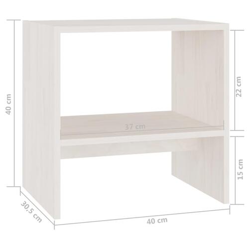 Sengeskabe 2 stk. 40x30,5x40 cm massivt fyrretræ hvid