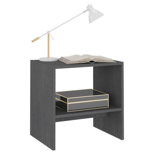 Sengeskabe 2 stk. 40x30,5x40 cm massivt fyrretræ grå