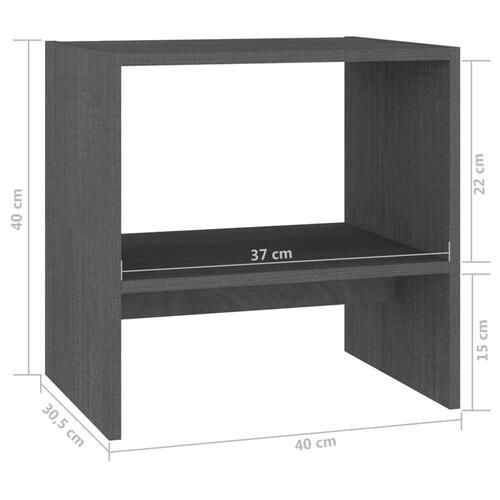 Sengeskabe 2 stk. 40x30,5x40 cm massivt fyrretræ grå