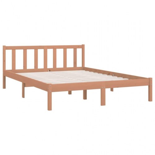 Sengeramme 140x200 cm massivt fyrretræ gyldenbrun