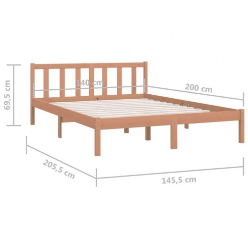 Sengeramme 140x200 cm massivt fyrretræ gyldenbrun