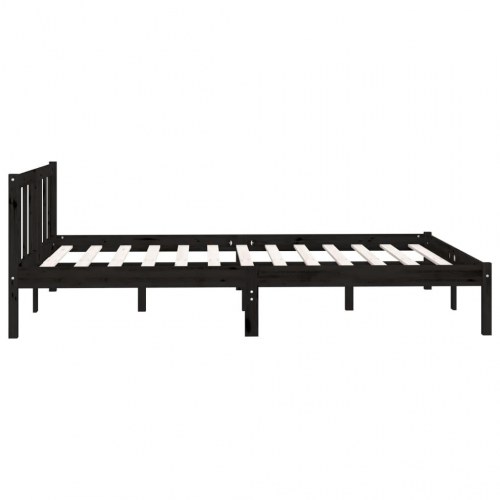 Sengestel 140x200 cm massivt fyrretræ sort