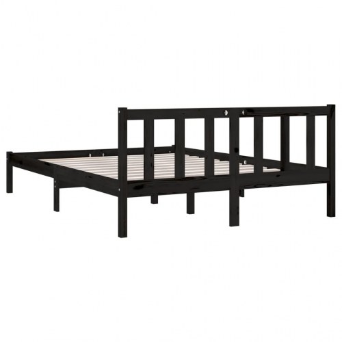 Sengestel 140x200 cm massivt fyrretræ sort