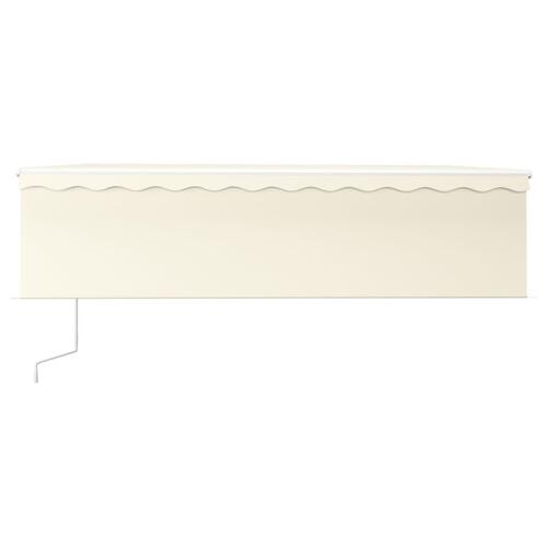 Markise m. gardin+LED+vindsensor 5x3 m automatisk cremefarvet