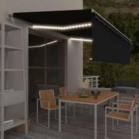 Markise m. rullegardin+LED+vindsensor 5x3 m automatisk antracit