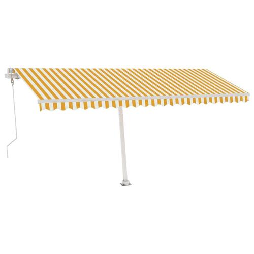Markise m. LED+vindsensor 500x300 cm automatisk gul og hvid