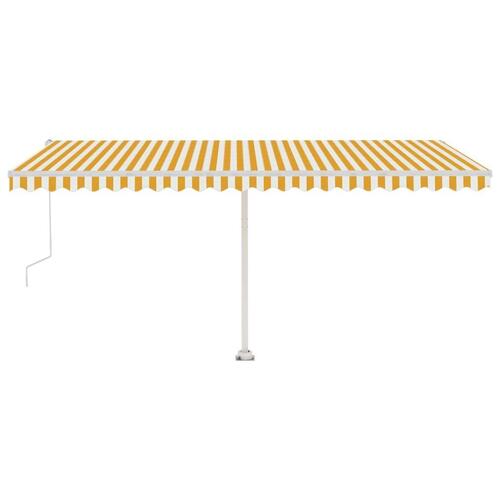 Markise m. LED+vindsensor 500x300 cm automatisk gul og hvid