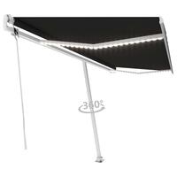Markise m. LED+vindsensor 500x300 cm automatisk antracitgrå