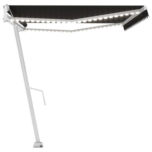 Markise m. LED+vindsensor 500x300 cm automatisk antracitgrå