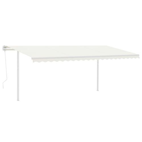 Markise m. LED + vindsensor 5x3 m automatisk cremefarvet