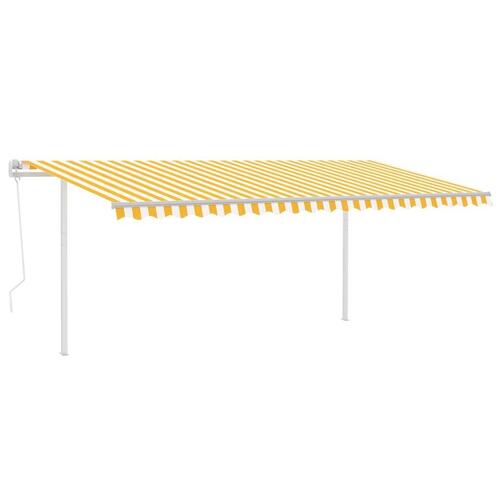 Markise m. LED + vindsensor 5x3 m automatisk gul og hvid