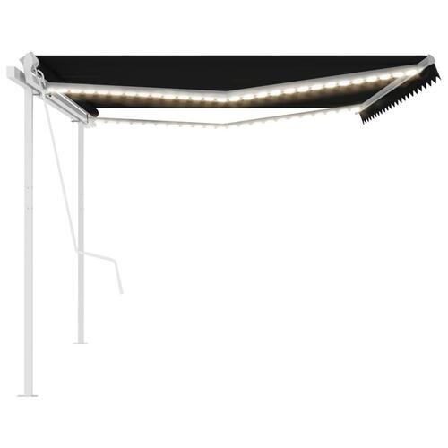 Markise m. LED-lys + vindsensor 5x3 m automatisk antracitgrå