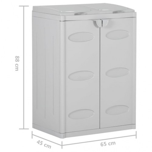 Affaldsspand med 2 låger 65x45x88 cm PP lysegrå