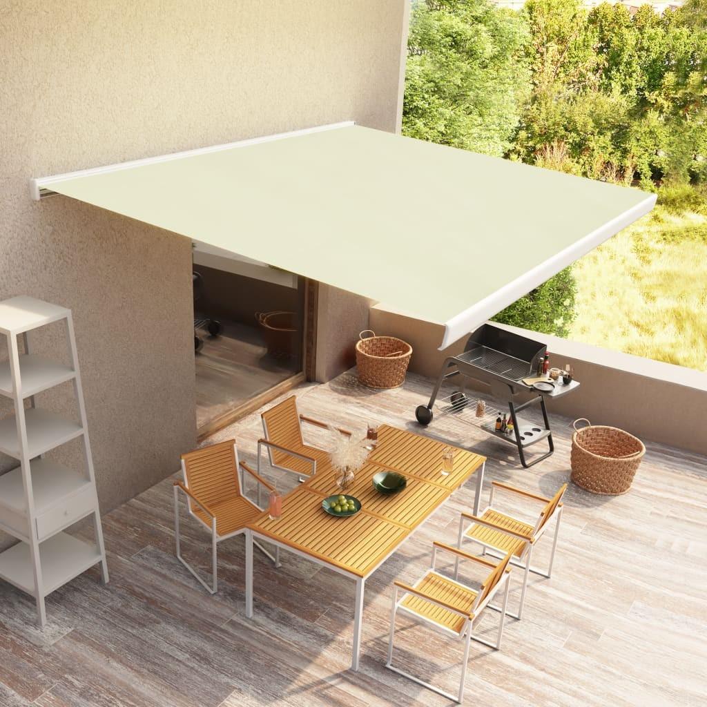 Kassettemarkise m. motor 500x300 cm cremefarvet