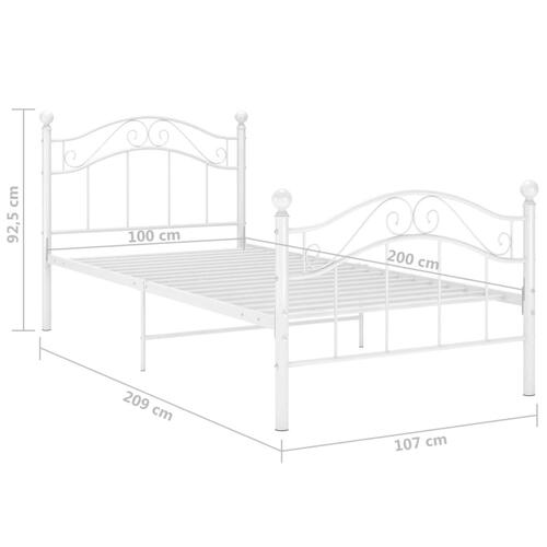 Sengestel 100x200 cm metal hvid