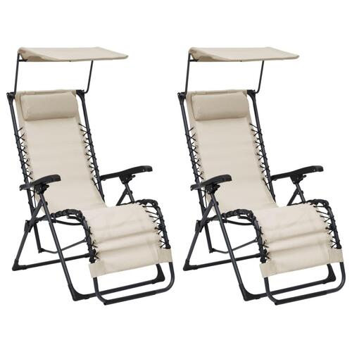 Foldbare havestole 2 stk. textilene cremefarvet