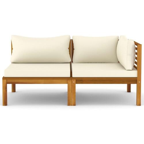 Sofasæt 2 dele med cremehvide hynder massivt akacietræ