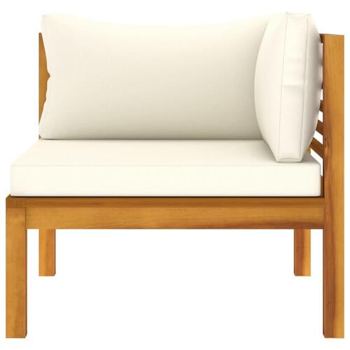 Sofasæt 2 dele med cremehvide hynder massivt akacietræ