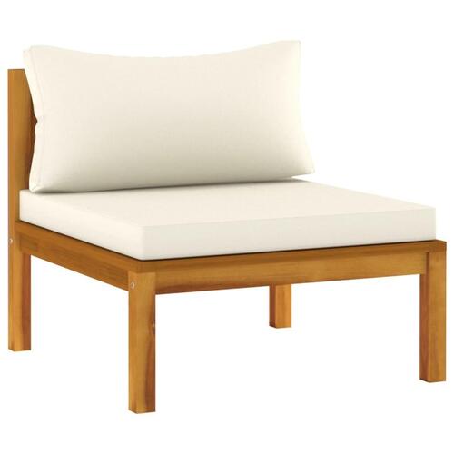 Sofasæt 2 dele med cremehvide hynder massivt akacietræ
