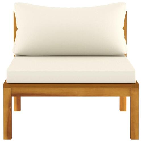 Sofasæt 2 dele med cremehvide hynder massivt akacietræ