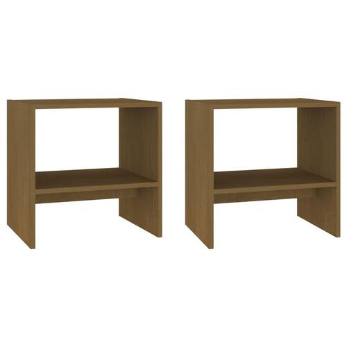 Sengeskabe 2 stk. 40x30,5x40 cm massivt fyrretræ honningbrun