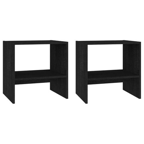 Sengeskabe 2 stk. 40x30,5x40 cm massivt fyrretræ sort