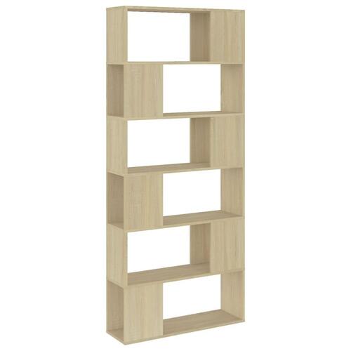 Bogreol/rumdeler 80x24x186 cm konstrueret træ sonoma-eg