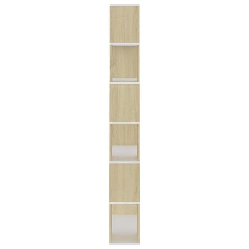 Bogreol/rumdeler 80x24x186 cm konstrueret træ hvid og sonoma-eg