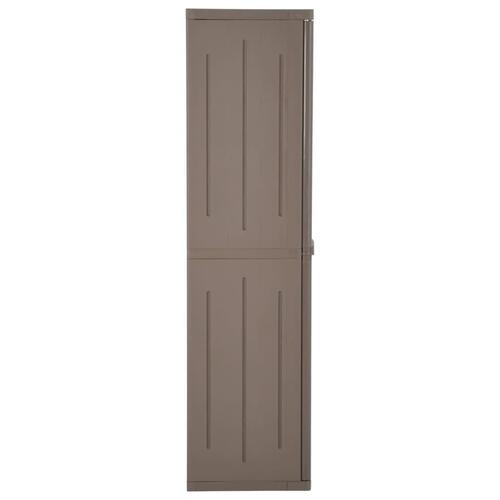 Opbevaringsskab til haven 65x45x172 cm PP trælook brun